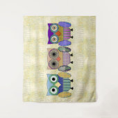 Stilvolles Owl Trio Wandteppich (Vorderseite)