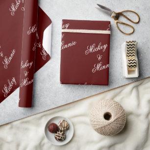 Stilvolles Paarname Maroon Geschenkverpackung Wrap Geschenkpapier