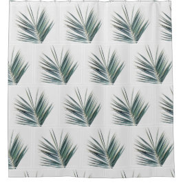 Stilvolles Palme-Grün verlässt Duschvorhang