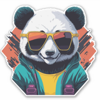 Stilvolles Panda mit Sonnenbrille Aufkleber