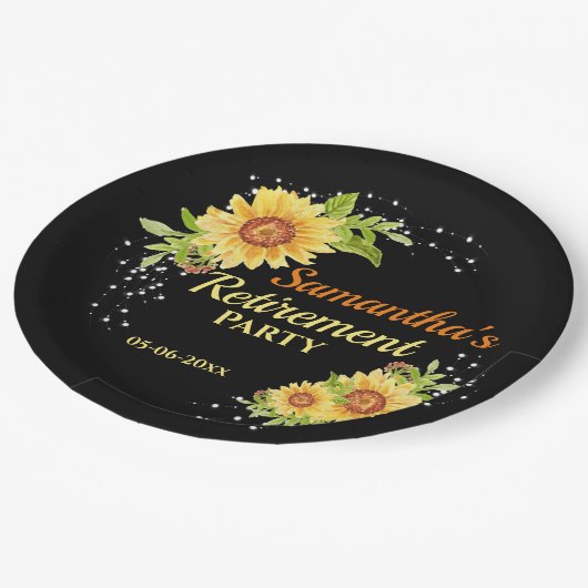 Stilvolles Party für die Ruhestätte Blumenblume Pappteller (Schrägansicht)