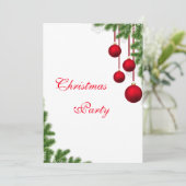 Stilvolles Party Pine & Baubles Einladung (Stehend Vorderseite)