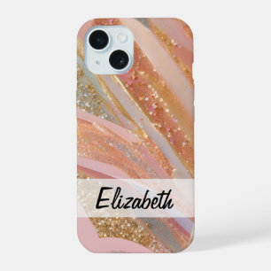Stilvolles Pastell-Rosa, Lila, Blau Glitter iPhone 15 Hülle