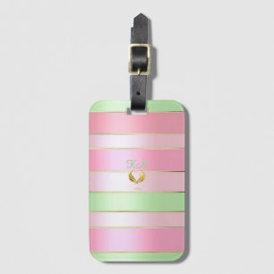 Stilvolles pastellrosa und grün monogrammiertes  gepäckanhänger