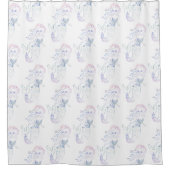 Stilvolles pastellrosa, weißes Meerjungfernseher B Duschvorhang (Vorderseite)