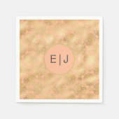 Stilvolles Peach & Gold Dahlias Muster Monogramm Serviette (Vorderseite)