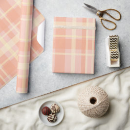 Stilvolles Peach Kariert Wrapping Paper Geschenkpapier