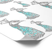 Stilvolles Peahen Bird Muster Design. Poster (Ecke)