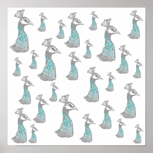 Stilvolles Peahen Bird Muster Design. Poster (Vorne)