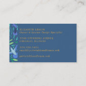 Stilvolles Periwinkle Floral Bird Muster Visitenkarte (Rückseite)