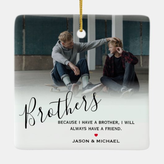 Stilvolles Personalisiertes Brother Foto & individ Keramikornament (Rückseite)