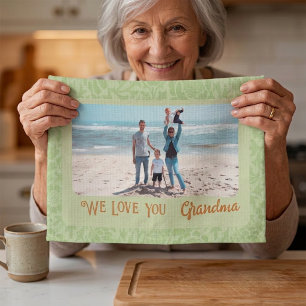 Stilvolles personalisiertes Foto-Text-Oma-Geschenk Geschirrtuch