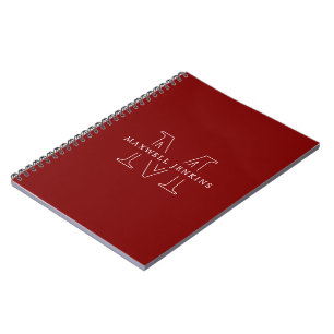 Stilvolles personalisiertes Monogramm Name Tiefrot Notizblock