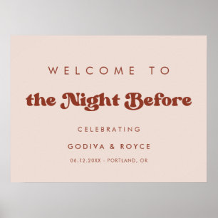 Stilvolles Pfirsichrosa Willkommen in The Night Be Poster