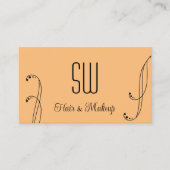 Stilvolles Pfirsichschwarz Verziert mit Monogramm  Visitenkarte (Vorderseite)