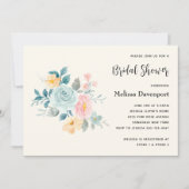 Stilvolles Pink & Blue Blume Bouquet Brautparty Einladung (Vorderseite)