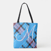 Stilvolles Pink Blue Kariert Tartan | Name hinzufü Tasche (Rückseite)