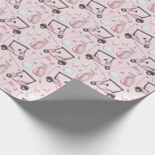 Stilvolles pink Feminine Golf Design Geschenkpapier (Ecke)