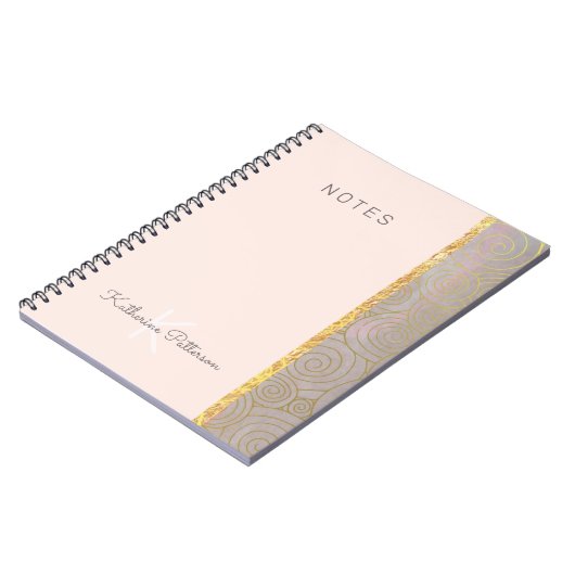 Stilvolles Pink Gold Abstrakte erste Spiral Notebo Notizblock (Linke Seite)