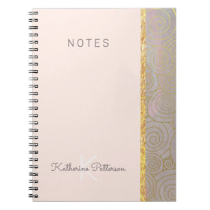 Stilvolles Pink Gold Abstrakte erste Spiral Notebo Notizblock