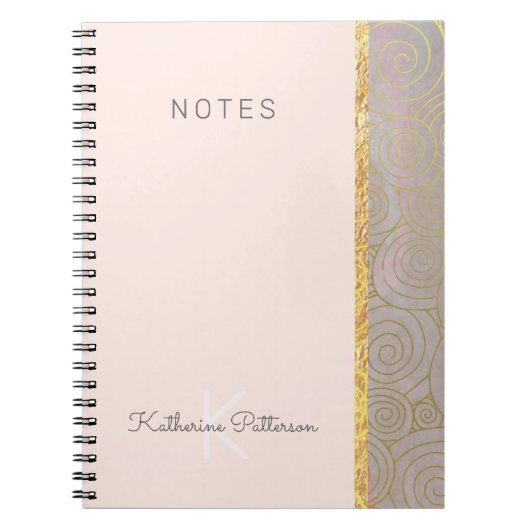Stilvolles Pink Gold Abstrakte erste Spiral Notebo Notizblock (Vorderseite)