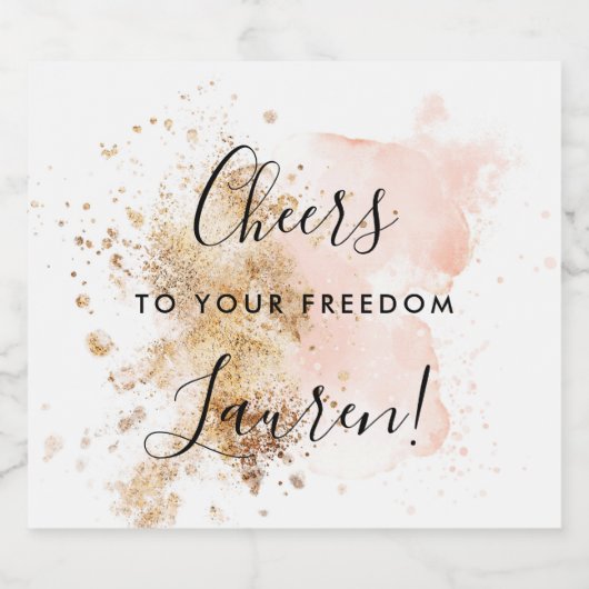 Stilvolles Pink Gold Freedom Divorce Geschenk Schaumweinetikett (Einzelnes Label)