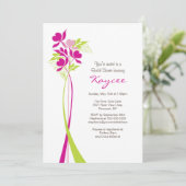 Stilvolles Pink & Green Bouquet Brautparty Einladung (Stehend Vorderseite)