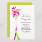 Stilvolles Pink & Green Bouquet Brautparty Einladung (Vorne/Hinten)