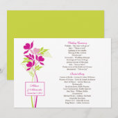 Stilvolles Pink & Green Bouquet Hochzeitsprogramm Programm (Vorne/Hinten)