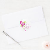 Stilvolles Pink & Green Bouquet Save the Date Sieg Runder Aufkleber (Umschlag)