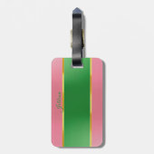 Stilvolles Pink Grün Monogramm Preppy Gepäckanhänger (Rückseite vertikal)