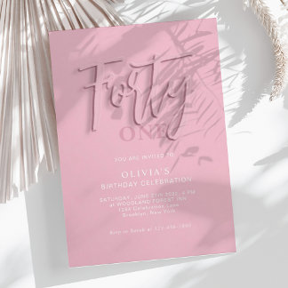 Stilvolles Pink Script 40. Erwachsene Geburtstag Einladung