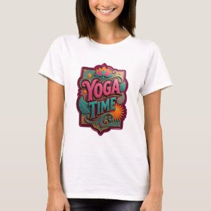 Stilvolles Pink YOGA TIME Künstlerisches Motiv T-Shirt