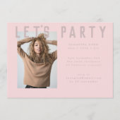 stilvolles pinkfarbenes Foto Mod Party Einladung (Vorderseite)