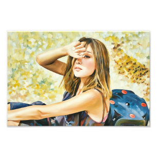 Stilvolles Portrait einer Frau im Freien unter der Fotodruck