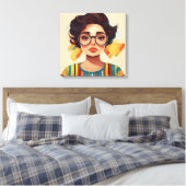 Stilvolles Portrait einer Frau mit großer Runde Leinwanddruck (Insitu (Schlafzimmer))