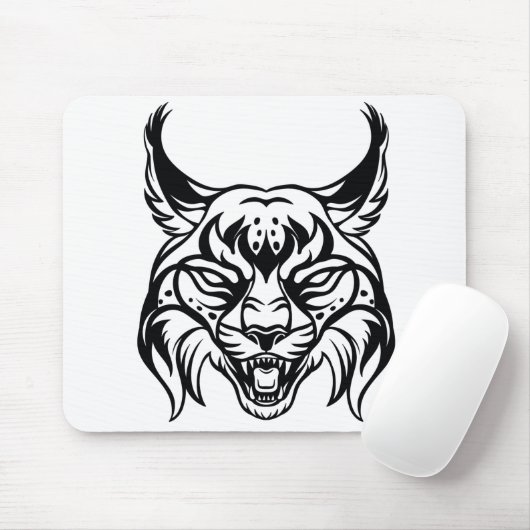 Stilvolles Portrait von Bobcat Mousepad (Mit Mouse)