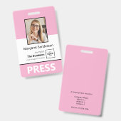 Stilvolles Press-ID-Abzeichen mit Foto und QR-Code Ausweis (Vorder- & Rückseite)