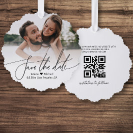 stilvolles qr-Foto Save the Date einfach Ornament Karte