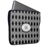 Stilvolles quadratisches Muster in Schwarz und Sil Laptopschutzhülle (Vorne Rechts)