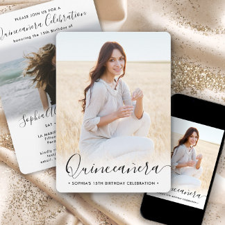 Stilvolles Quinceañera Script 2 Foto 15. Geburtsta Einladung