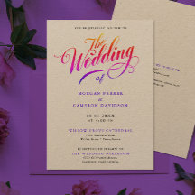 Stilvolles Rainbow Color Wedding Calligraphy Scrip