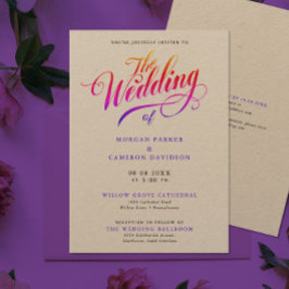 Stilvolles Rainbow Color Wedding Calligraphy Scrip Einladung