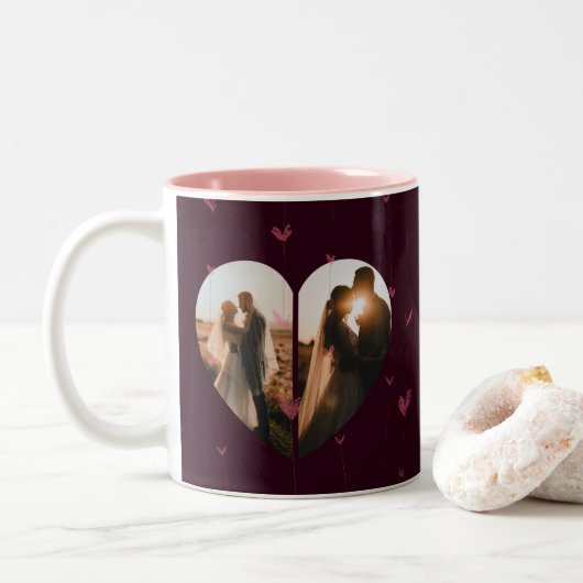 Stilvolles Red Custom Heart Shape-Geschenk für sie Zweifarbige Tasse (Mit Donut)