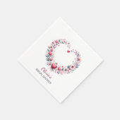 Stilvolles Red Floral Heart Brautparty Serviette (Ecke)