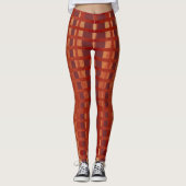 Stilvolles Red-Orange Ombre Kariertes Muster Leggings (Vorderseite)