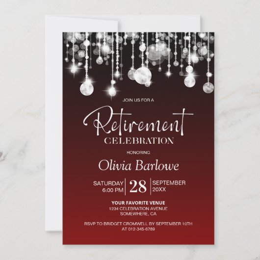 Stilvolles Red Retirement Party Einladung (Vorderseite)