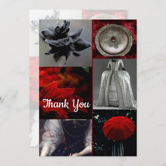 Stilvolles Red Silver Black Collage Danke Karte (Vorne/Hinten)