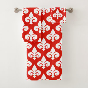 Stilvolles Red White Lilie Muster Badhandtuch Set