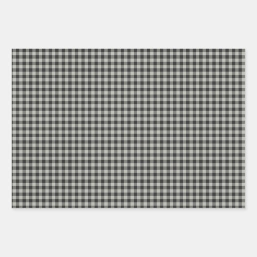 Stilvolles Retro Black and Gray Gingham Kariertes  Geschenkpapier Set (Vorderseite)